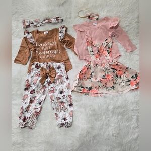 Floral and Ruffle Toddler Outfit Set -9/12 Months-
